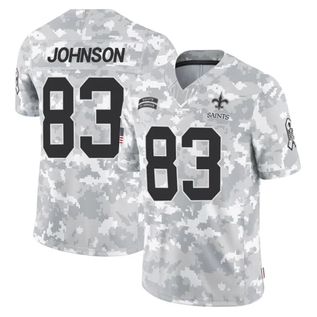 NO.Saints #83 Juwan Johnson Player Arctic Camo Salute To Service Limited Game Odoa Stitched Jerseys