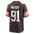 Odoa C.Browns #91 Alex Wright Brown Team Game Jersey
