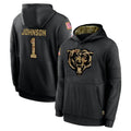 C.Bears #1 Jaylon Johnson Player Black Salute to Service Pullover Hoodies Limited Odoa Stitched Jerseys
