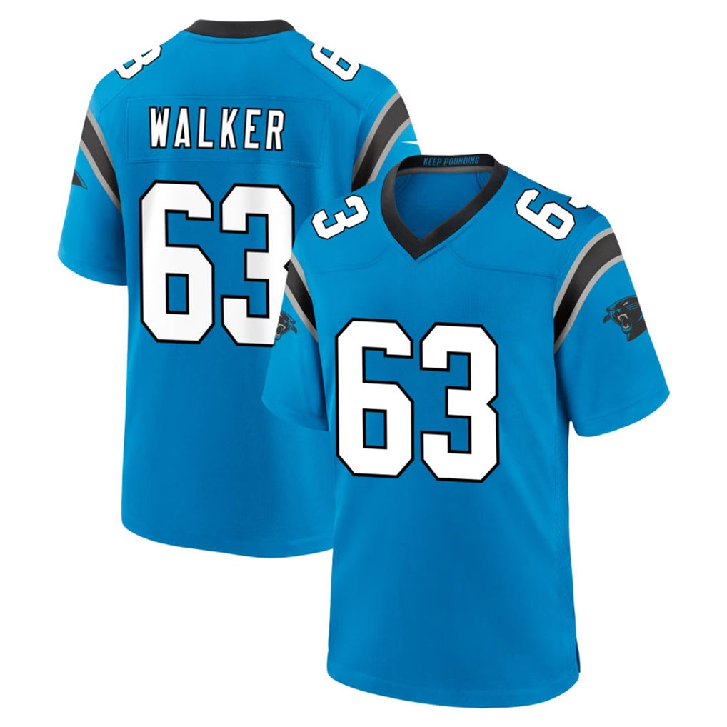 C.Panthers #63 Rasheed Walker Player Blue Home Game Odoa Stitched Jerseys