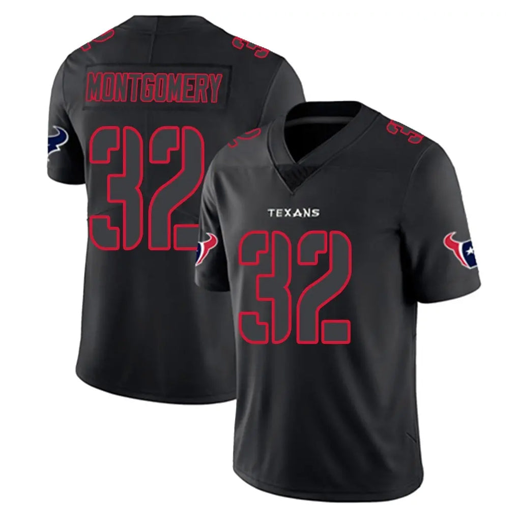 H.Texans #32 David Montgomery Player Black Impact Limited Game Odoa Stitched Jerseys