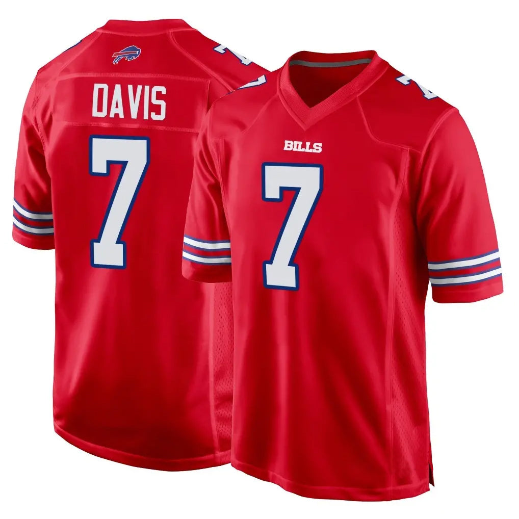 B.Bills #7 Ray Davis Player Red Home Game Odoa Stitched Jerseys