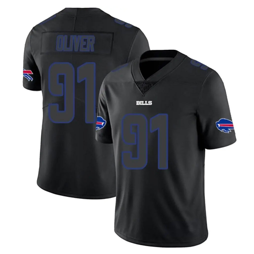 B.Bills #91 Ed Oliver Player Black Impact Limited Home Game Odoa Stitched Jerseys