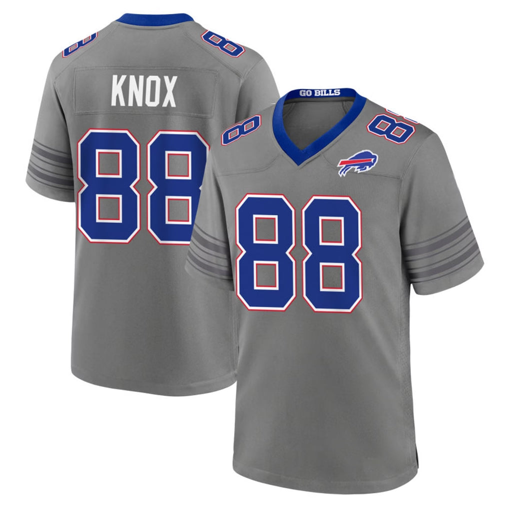 B.Bills #88 Dawson Knox Player Gray Nickel City Home Game Odoa Stitched Jerseys