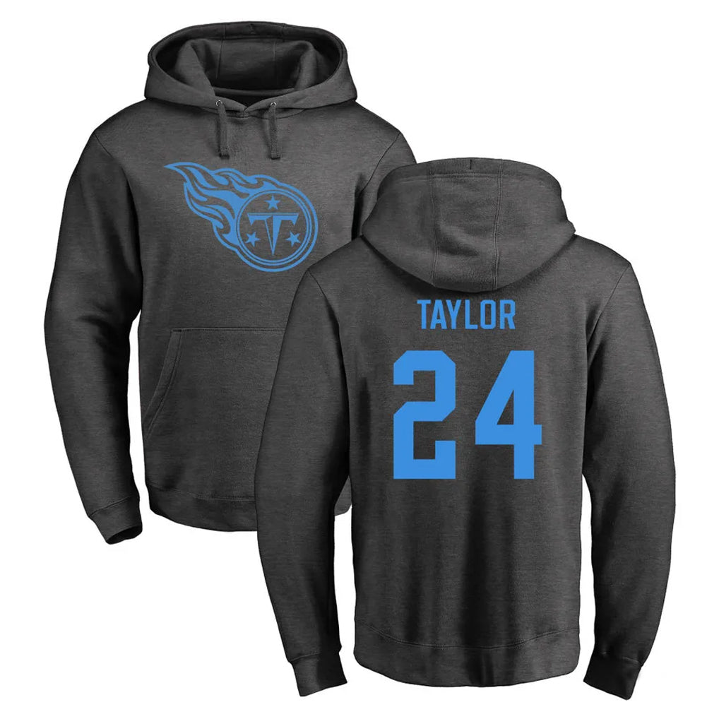 T.Titans #24 Alontae Taylor Player Ash One Color Pullover Hoodies Home Game Odoa Stitched Jerseys