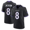 B.Ravens #8 Lamar Jackson Player Black Home Game Odoa Stitched Jerseys