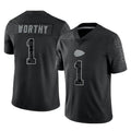 KC.Chiefs #1 Xavier Worthy Player Black Limited Reflective Game Odoa Stitched Jerseys