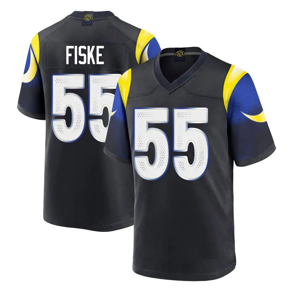 LA.Rams #55 Braden Fiske Player Black Midnight Rivalries Collection Home Game Odoa Stitched Jerseys