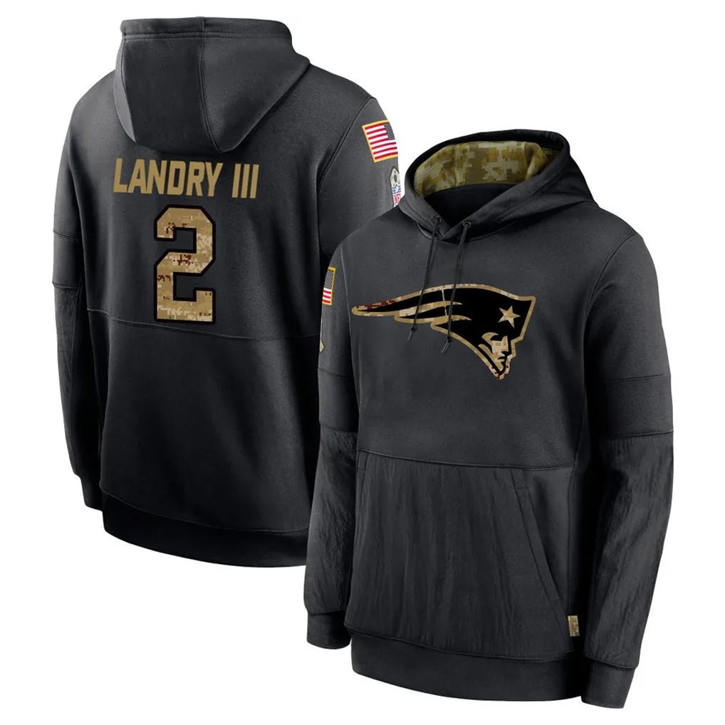 NE.Patriots #2 Harold Landry III Player Black Salute to Service Hoodies Limited Game Odoa Stitched Jerseys