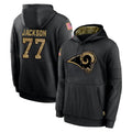 LA.Rams #77 Alaric Jackson Player Black Salute to Service Hoodies Limited Game Odoa Stitched Jerseys