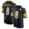 P.Steelers #8 Aaron Rodgers Player Black Home Game Odoa Stitched Jerseys