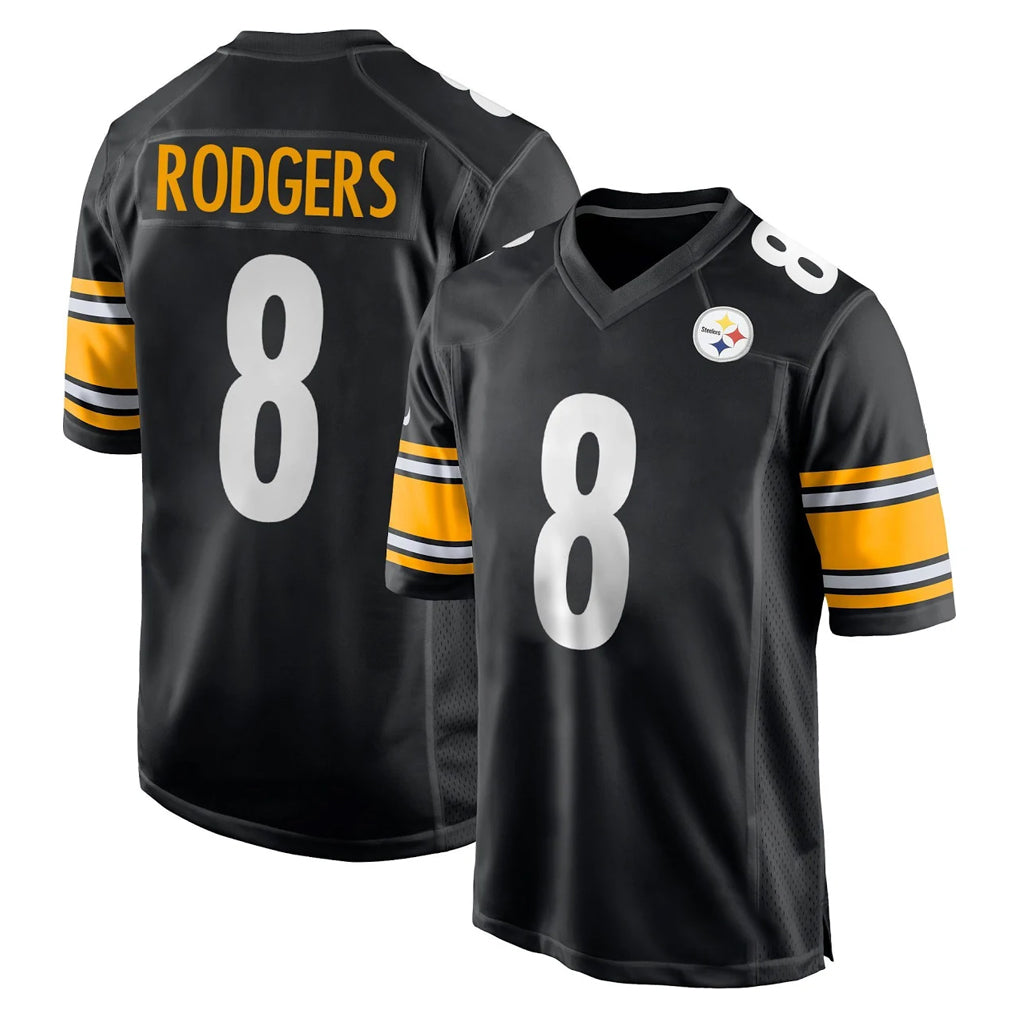 P.Steelers #8 Aaron Rodgers Player Black Home Game Odoa Stitched Jerseys