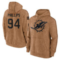 M.Dolphins #94 Jordan Phillips Player Brown Salute to Service Hoodies Limited Game Odoa Stitched Jerseys