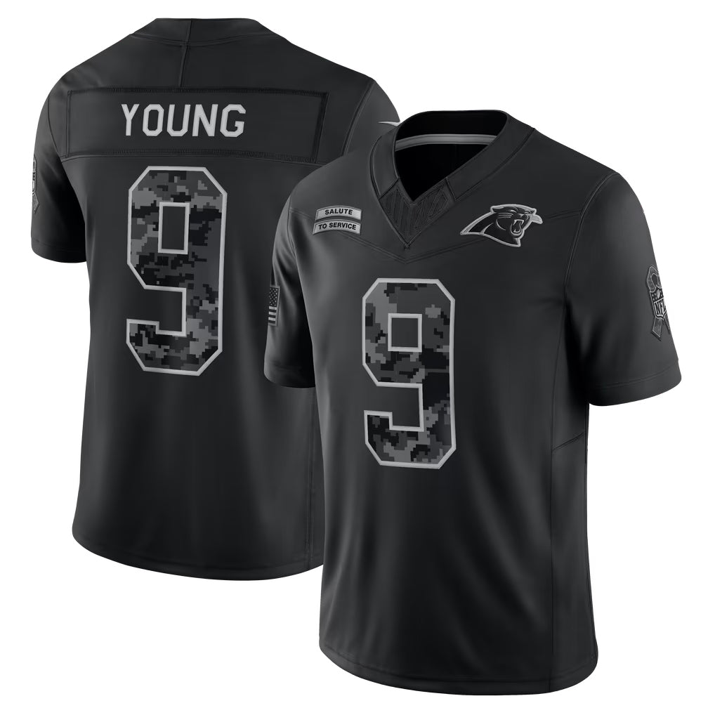 Odoa C.Panthers #9 Bryce Young Player Black Limited 2026 Salute to Service Home Game Stitched Jerseys