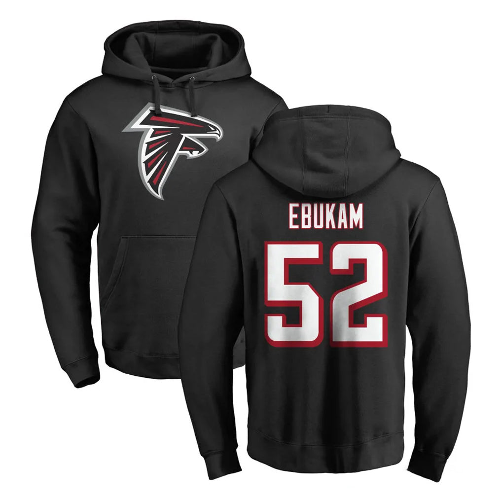 A.Falcons #52 Samson Ebukam Player Black LOGO Pullover Hoodies Home Game Odoa Stitched Jerseys