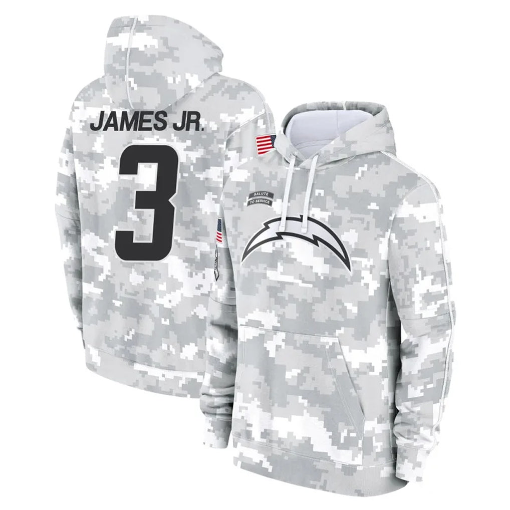 LA.Chargers #3 Derwin James Jr. Player Arctic Camo Salute to Service Hoodies Limited Game Odoa Stitched Jerseys