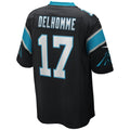 Odoa C.Panthers #17 Jake Delhomme Black Game Retired Player Jersey