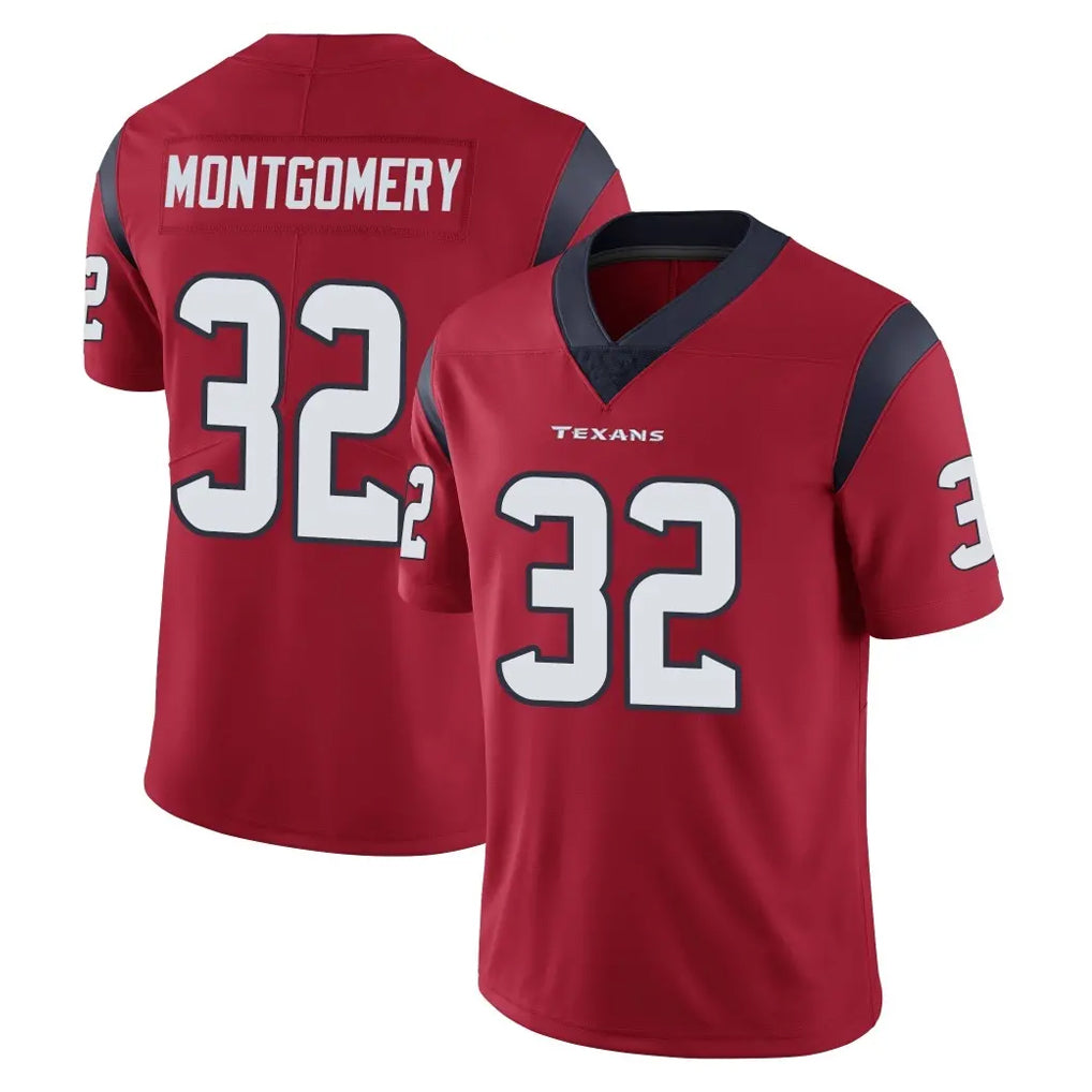 H.Texans #32 David Montgomery Player Red Limited Vapor Untouchable Home Game Odoa Stitched Jerseys