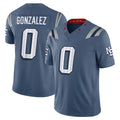 NE.Patriots #0 Christian Gonzalez Player Blue Limited Rivalries Collection Home Game Odoa Stitched Jerseys