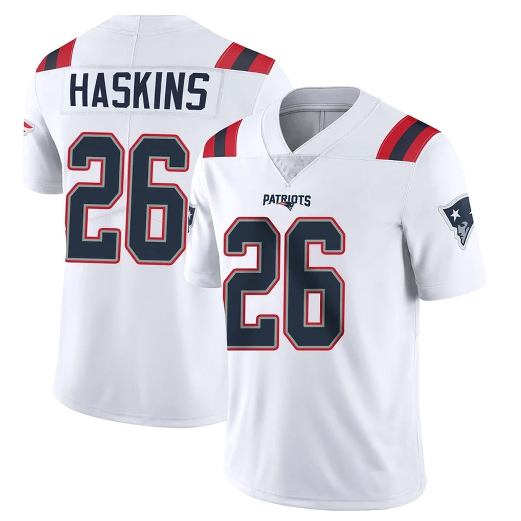 NE.Patriots #26 Hassan Haskins Player White Vapor Untouchable Home Game Odoa Stitched Jerseys