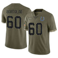 IN.Colts #60 Tanor Bortolini Player Olive Salute To Service Limited Odoa Stitched Jerseys