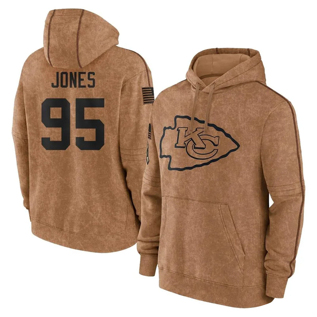 KC.Chiefs #95 Chris Jones Player Brown Salute to Service Hoodies Limited Game Odoa Stitched Jerseys