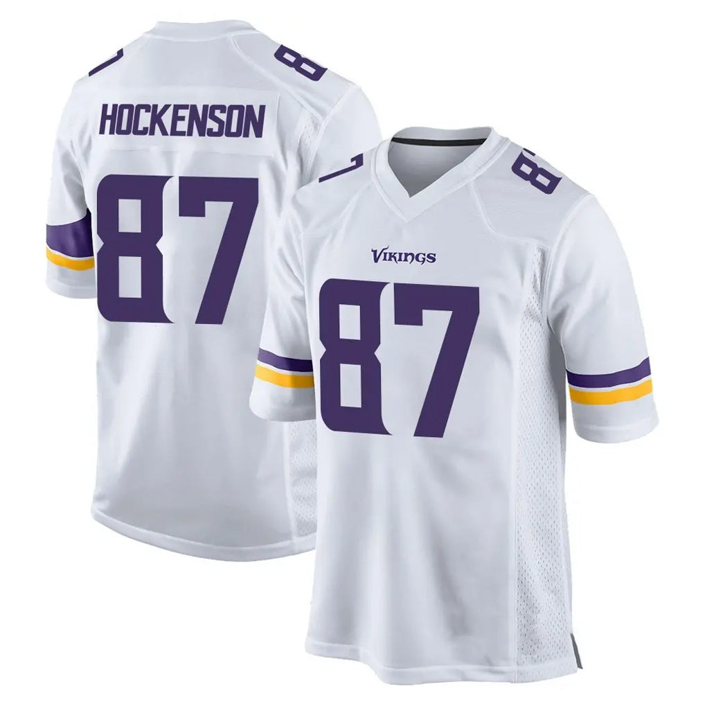 M.Vikings #87 T.J. Hockenson Player White Home Game Odoa Stitched Jerseys