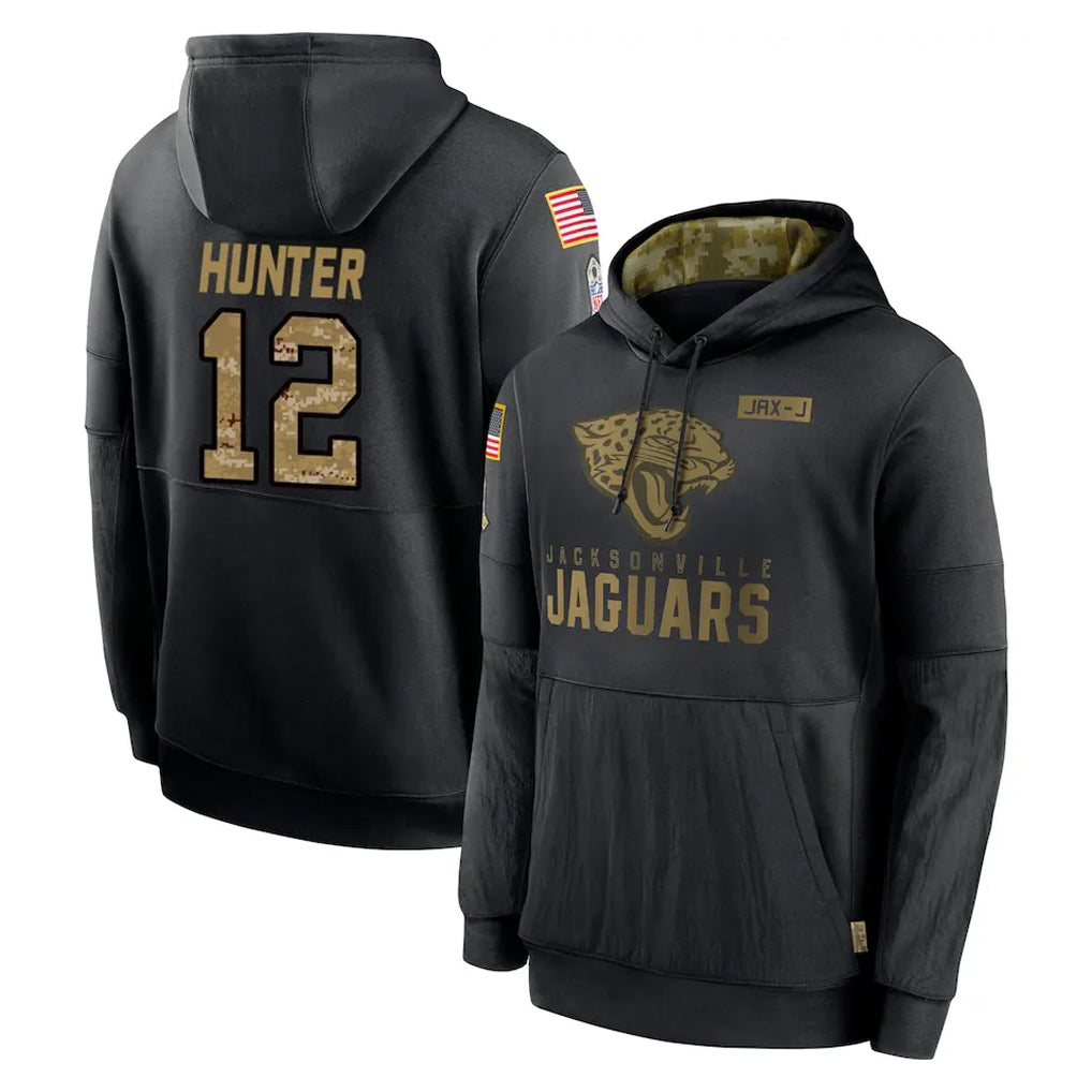 J.Jaguars #12 Travis Hunter Player Black Salute to Service Hoodies Limited Game Odoa Stitched Jerseys