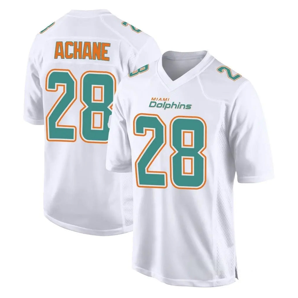 M.Dolphins #28 De'Von Achane Player White Fashion Home Game Odoa Stitched Jerseys