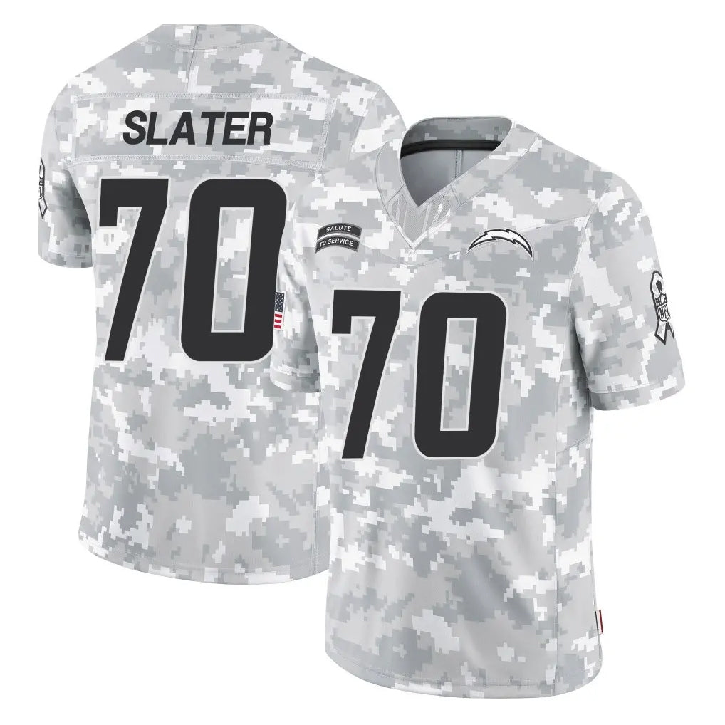 LA.Chargers #70 Rashawn Slater Player Arctic Camo Salute To Service Limited Game Odoa Stitched Jerseys