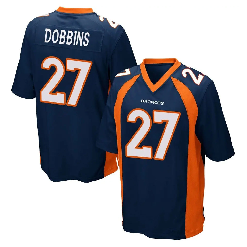 D.Broncos #27 J.K. Dobbins Player Navy Game Odoa Stitched Jerseys