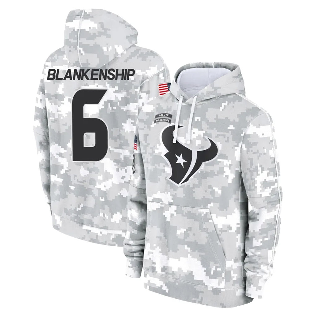 H.Texans #6 Reed Blankenship Player Arctic Camo Salute to Service Hoodies Limited Game Odoa Stitched Jerseys