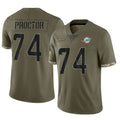 M.Dolphins #74 Kadyn Proctor Player Olive Salute To Service Limited Odoa Stitched Jerseys
