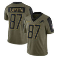 D.Lions #87 Sam LaPorta Player Olive Salute To Service Limited Game Odoa Stitched Jerseys
