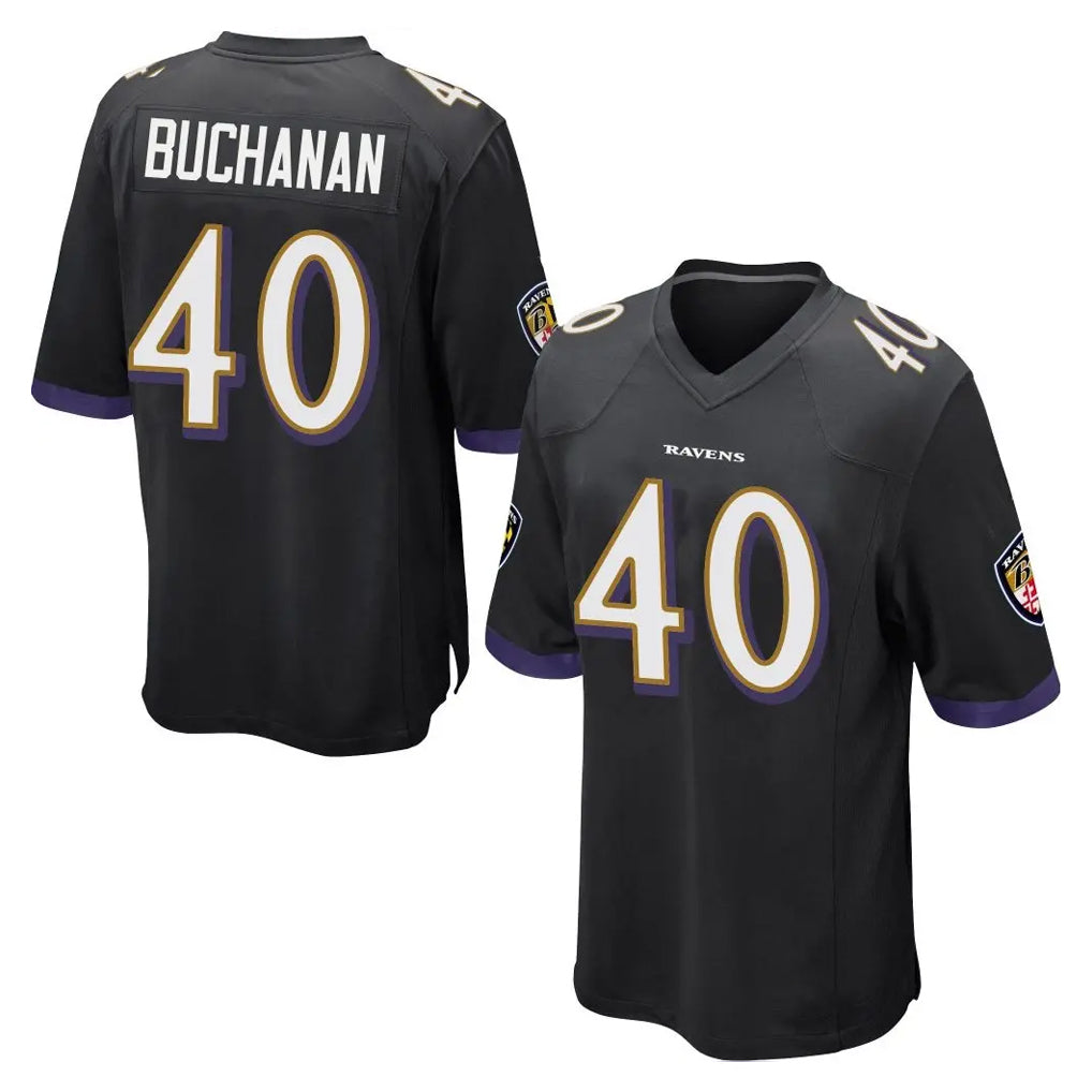 B.Ravens #40 Teddye Buchanan Player Black Home Game Odoa Stitched Jerseys