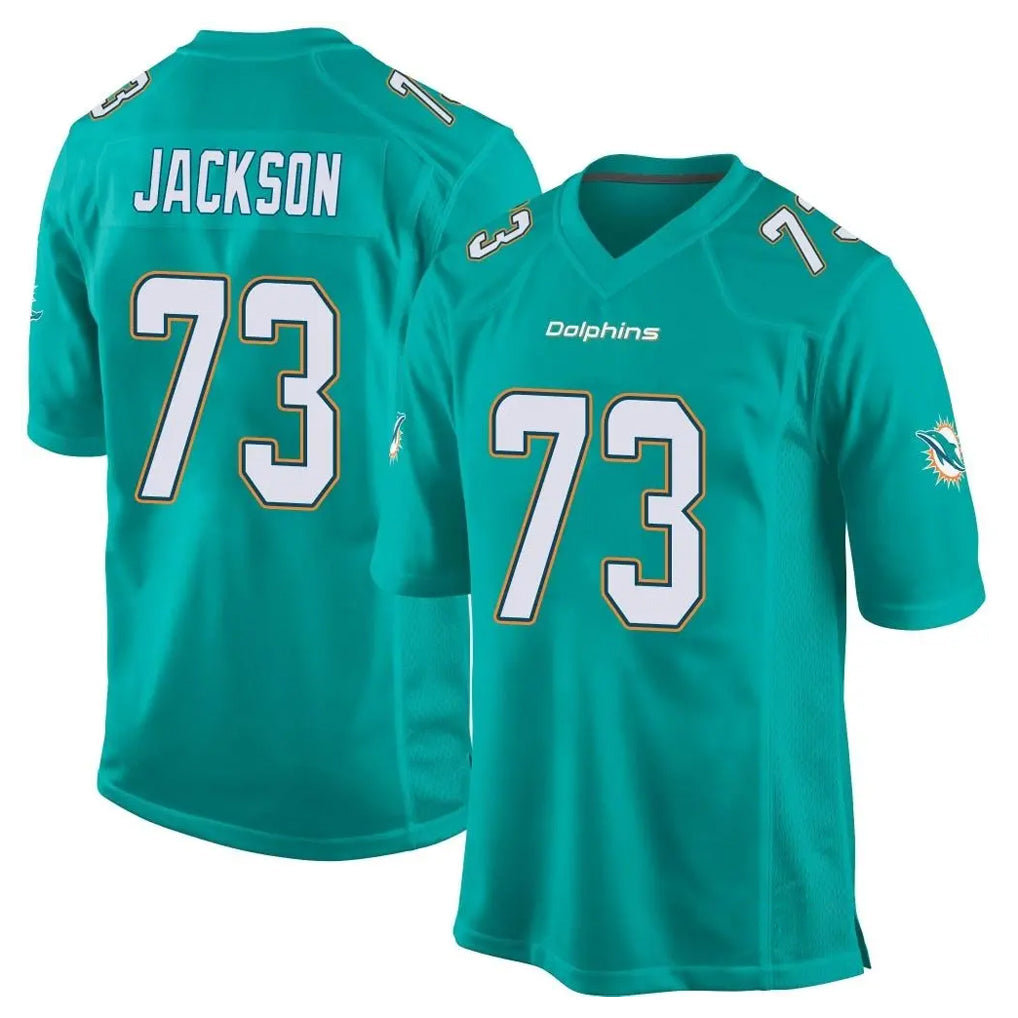 M.Dolphins #73 Austin Jackson Player Aqua Team Color Home Game Odoa Stitched Jerseys