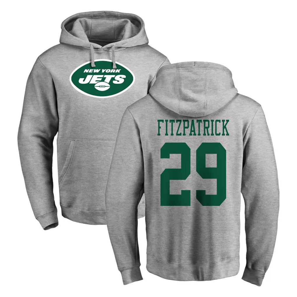 NY.Jets #29 Minkah Fitzpatrick Player Gray LOGO Pullover Hoodies Limited Game Odoa Stitched Jerseys