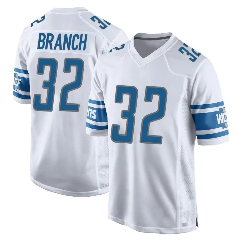 D.Lions #32 Brian Branch Player White Home Game Odoa Stitched Jerseys