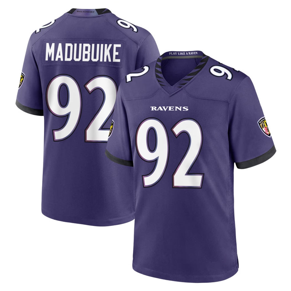 B.Ravens #92 Nnamdi Madubuike Player Purple Home Game Odoa Stitched Jerseys