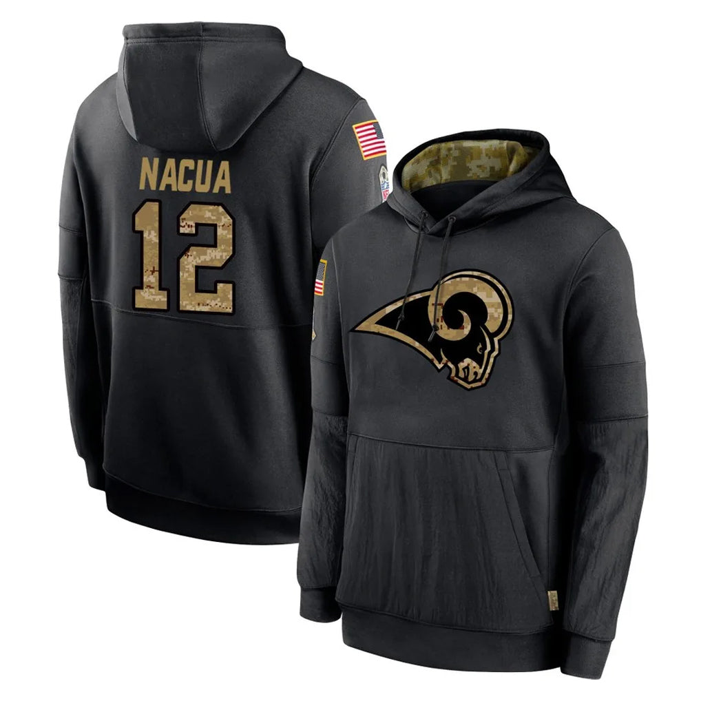 LA.Rams #12 Puka Nacua Player Black Salute to Service Hoodies Limited Game Odoa Stitched Jerseys