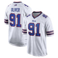B.Bills #91 Ed Oliver Player White Home Game Odoa Stitched Jerseys