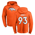 D.Broncos #93 D.J. Jones Player Orange Pullover Hoodie Limited Odoa Stitched Jerseys