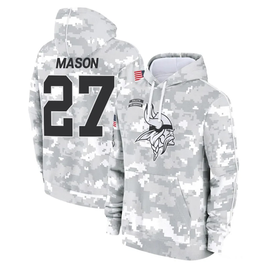 M.Vikings #27 Jordan Mason Player Arctic Camo Salute to Service Pullover Hoodies Limited Game Odoa Stitched Jerseys