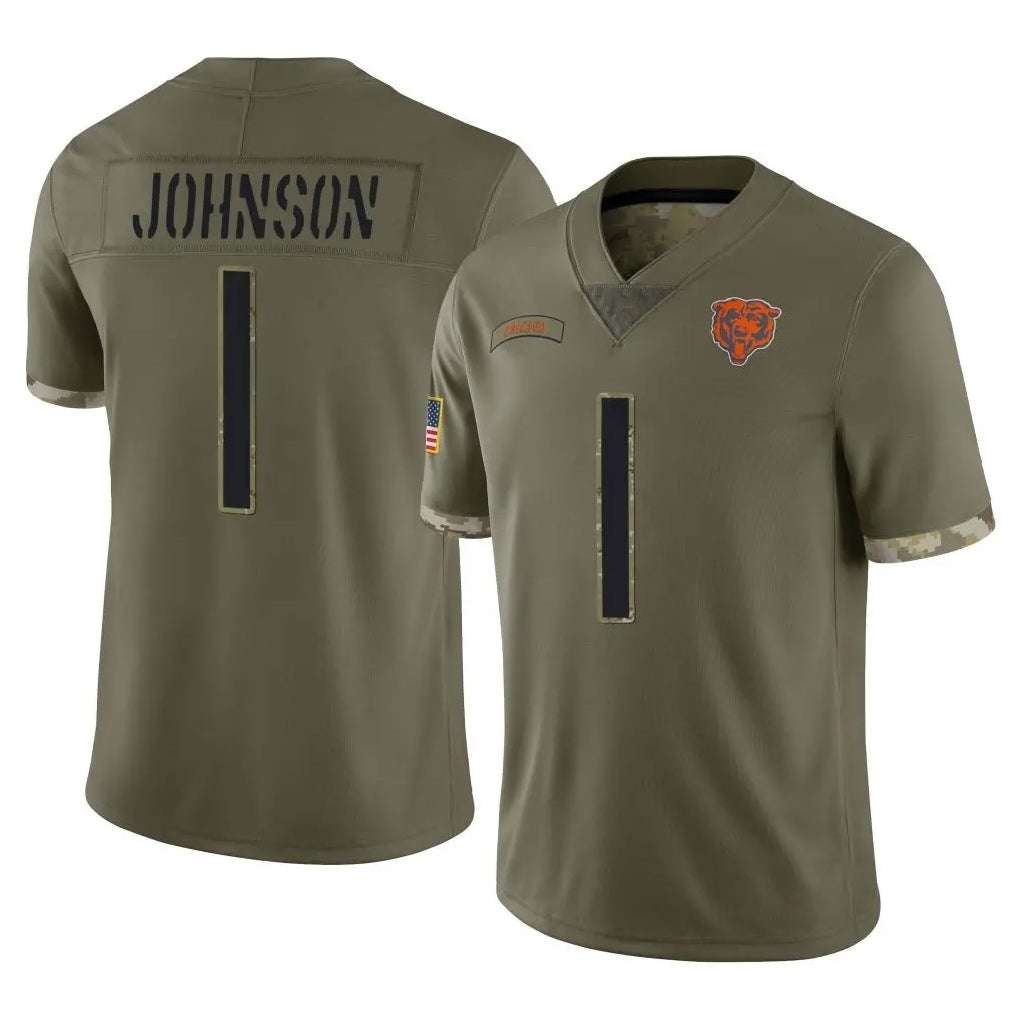 C.Bears #1 Jaylon Johnson Player Olive Salute to Service Limited Game Odoa Stitched Jerseys