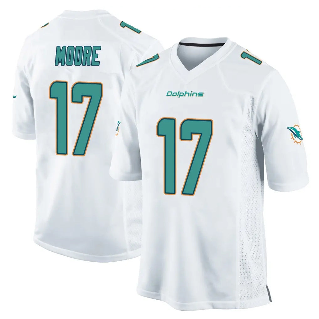 M.Dolphins #17 Trey Moore Player White Home Game Odoa Stitched Jerseys