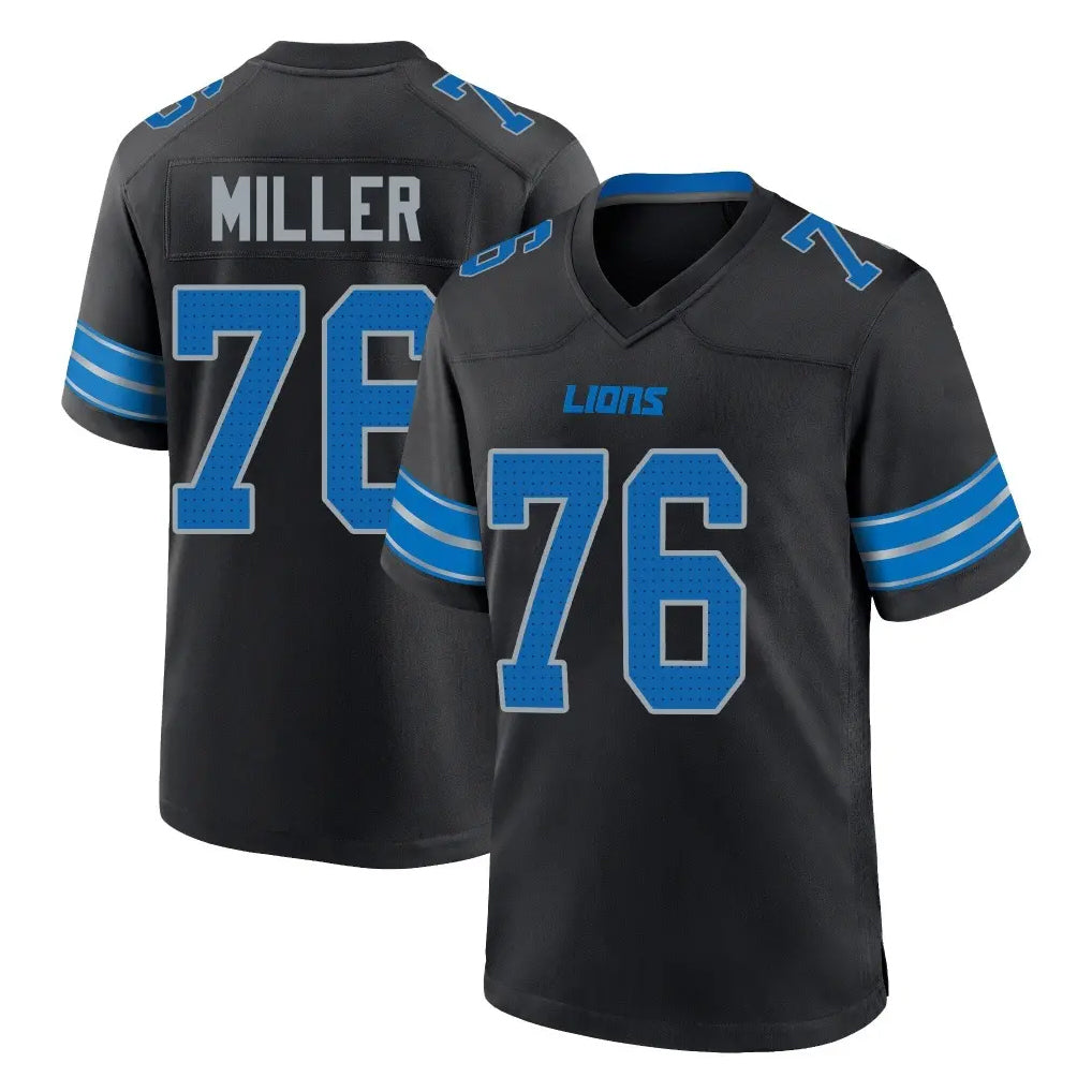 D.Lions #76 Blake Miller Player Black Alternate Home Game Odoa Stitched Jerseys