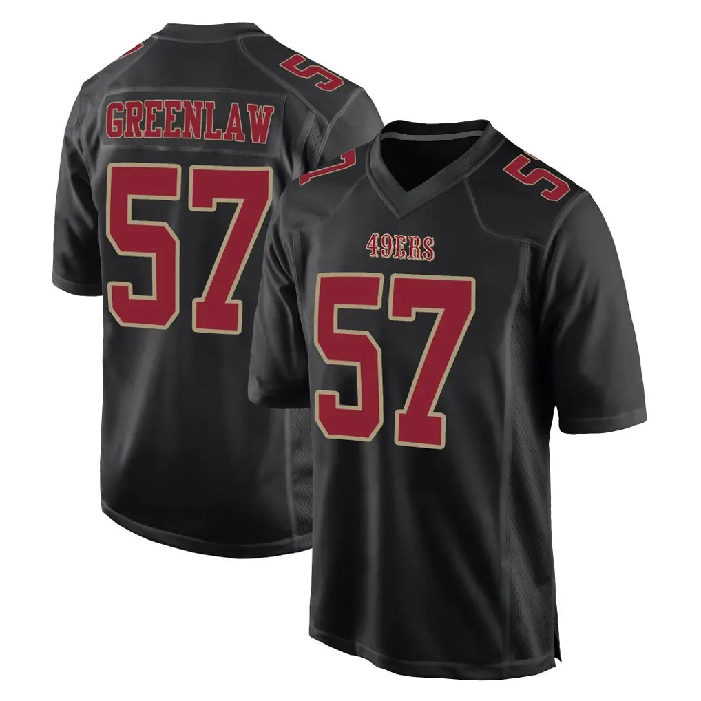 SF.49ers #57 Dre Greenlaw Player Black Fashion Home Game Odoa Stitched Jerseys