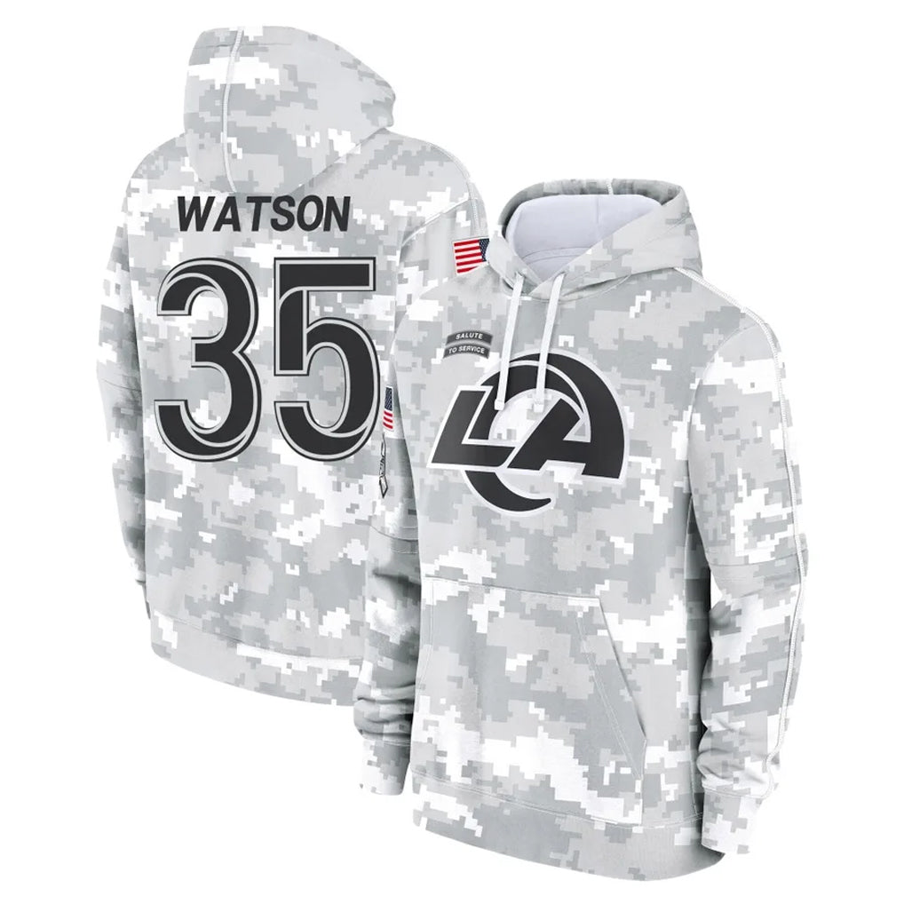 LA.Rams #35 Jaylen Watson Player Arctic Camo Salute to Service Hoodies Limited Game Odoa Stitched Jerseys
