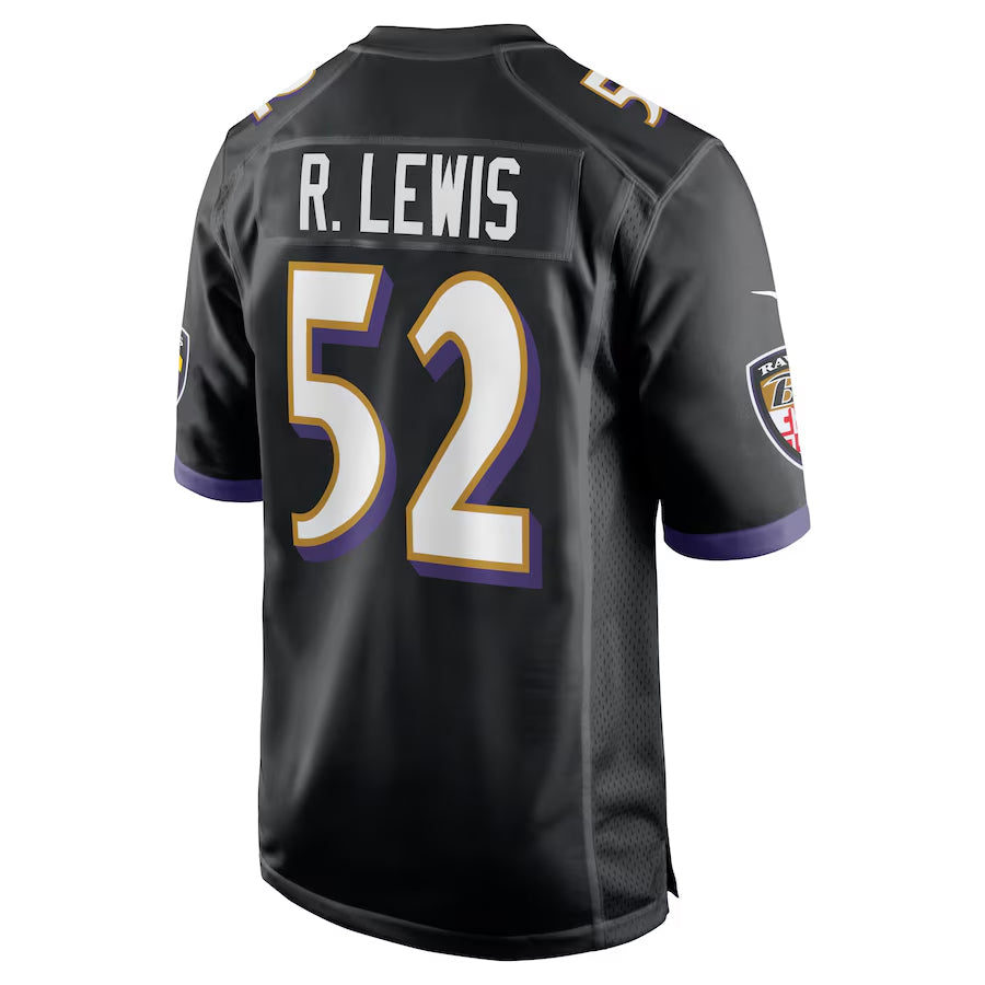 B.Ravens #52 Ray Lewis Player Black Alternate Home Odoa Stitched Jerseys