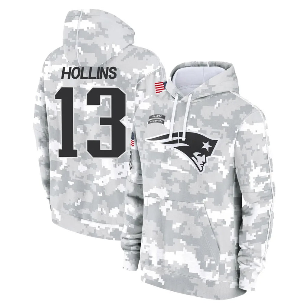 NE.Patriots #13 Mack Hollins Player Arctic Camo Salute to Service Pullover Hoodies Limited Game Odoa Stitched Jerseys